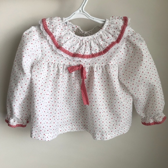 🌟3/$25 SALE🌟Vintage Polka Dot/Hearts Blouse -24M - Picture 1 of 7